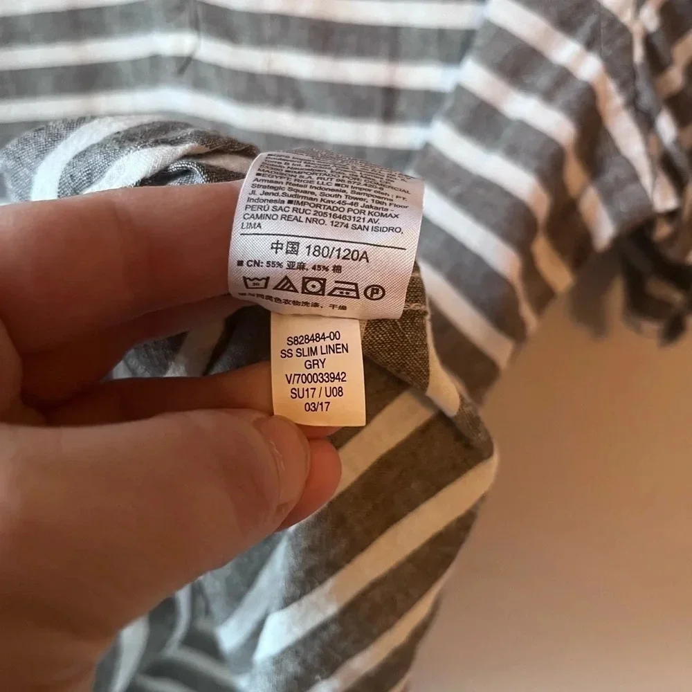 Old Navy Men's Size XL Linen Cotton Blend Striped Polo Shirt
